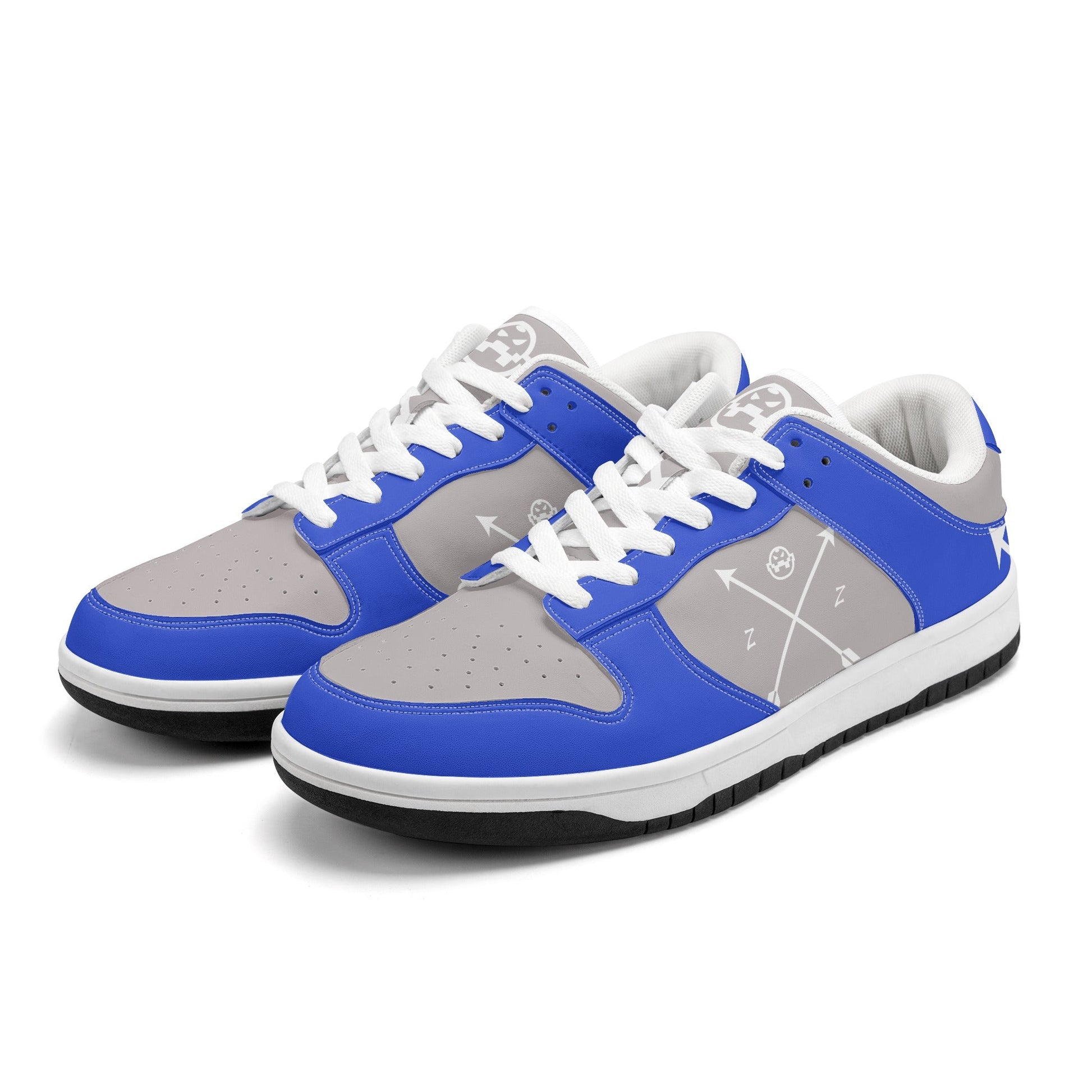 Get trendy with ZONE6IX DISTRIBUTIONS LLC. ARROWHEAD COURT SIDE "ZONE6IX BLUE" Low Top Leather Sneakers -  available at ZONE6IX DISTRIBUTIONS LLC . Grab yours for $165 today!