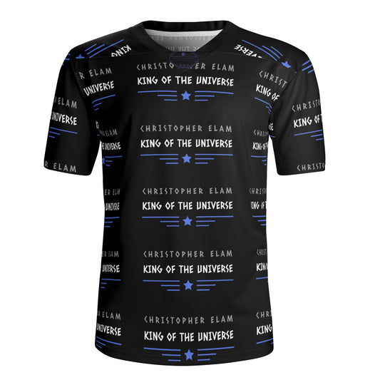 Get trendy with CHRISTOPHER ELAM KING OF THE UNIVERSE by ZONE6IX DISTRIBUTIONS LLC Football Rugby Jersey -  available at ZONE6IX DISTRIBUTIONS LLC . Grab yours for $165.27 today!