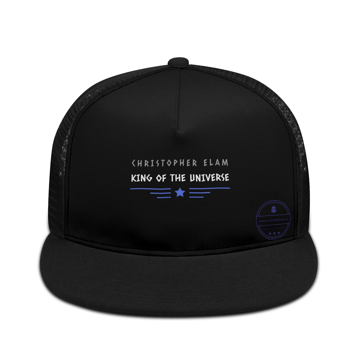 Get trendy with CHRISTOPHER ELAM KING OF THE UNIVERSE by ZONE6IX DISTRIBUTIONS LLC Snapback Trucker Hat -  available at ZONE6IX DISTRIBUTIONS LLC . Grab yours for $55.99 today!