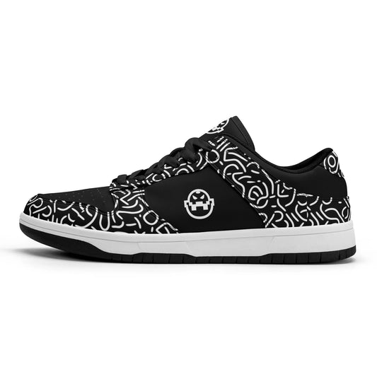 Get trendy with ZONE6IX DISTRIBUTIONS LLC ABSTRACT Low Top Leather Sneakers -  available at ZONE6IX DISTRIBUTIONS LLC . Grab yours for $250 today!