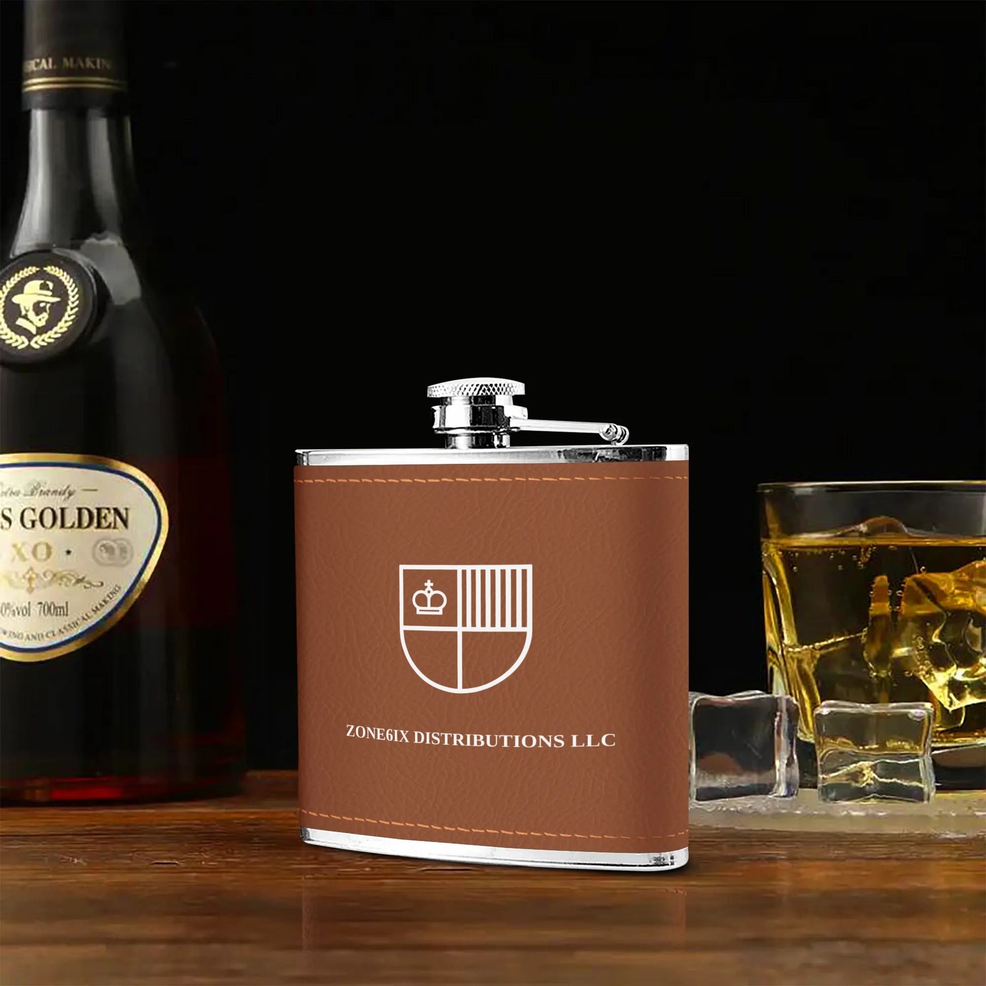 Get trendy with ZONE6IX DISTRIBUTIONS LLC Leather Wrapped Stainless Steel 6oz Flask -  available at ZONE6IX DISTRIBUTIONS LLC . Grab yours for $77 today!