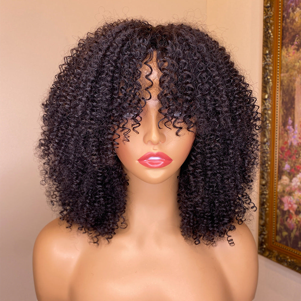 Get trendy with Kinky Curly Human Hair Wigs With Bangs -  available at ZONE6IX DISTRIBUTIONS LLC . Grab yours for $63.98 today!