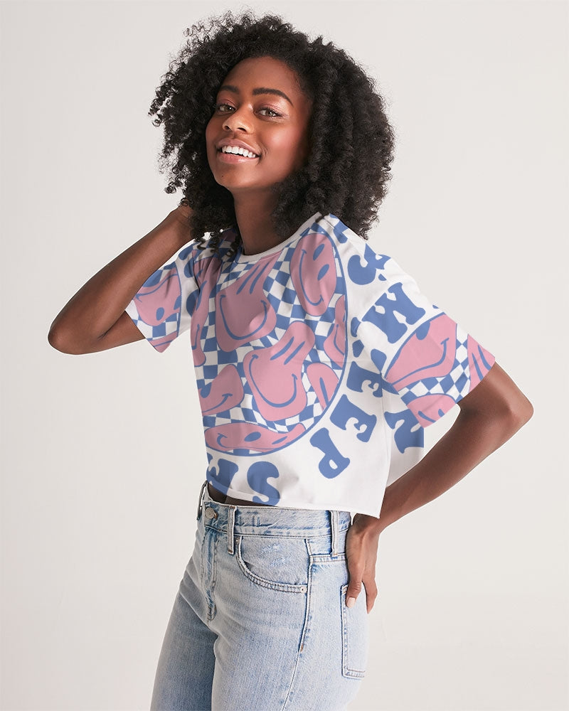 Get trendy with ZONE6IX DISTRIBUTIONS LLC HIPPIE COLLECTION  Women's Lounge Cropped Tee - Tops available at ZONE6IX DISTRIBUTIONS LLC . Grab yours for $79.75 today!