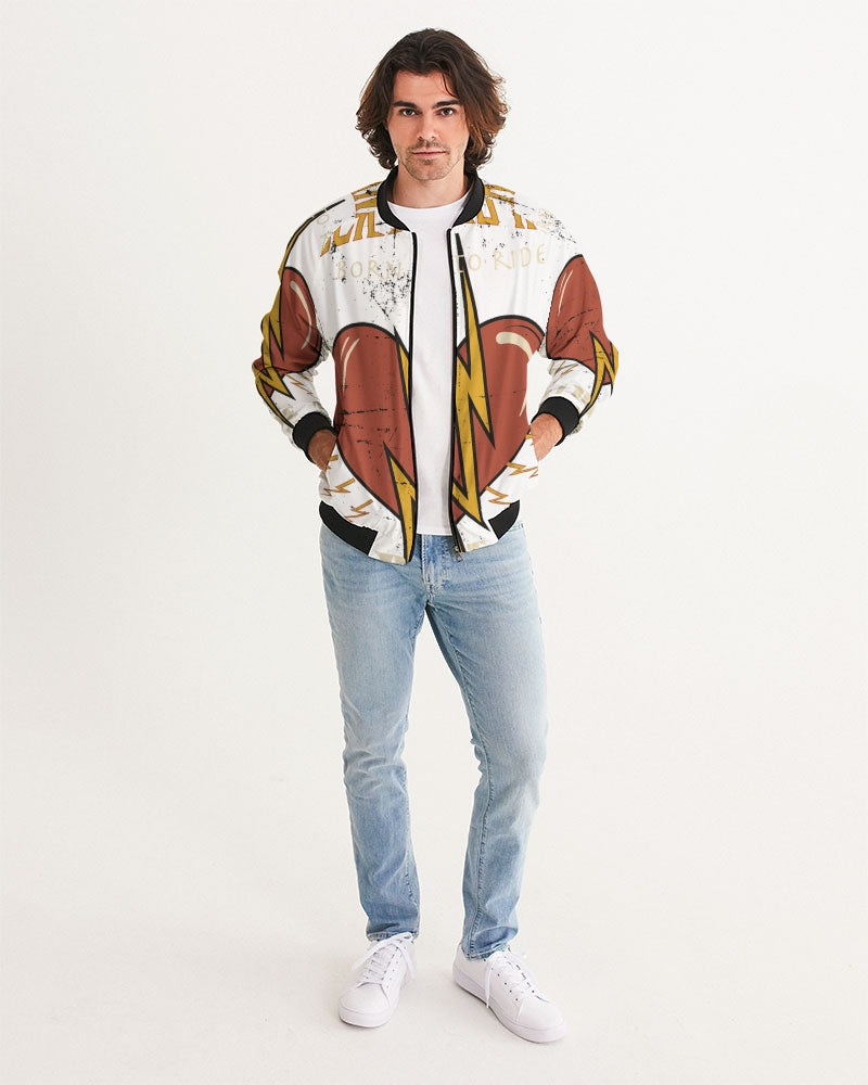 Get trendy with ZONE6IX DISTRIBUTIONS LLC. BORN TO RIDE collection Men's Bomber Jacket - Jackets available at ZONE6IX DISTRIBUTIONS LLC . Grab yours for $155.85 today!